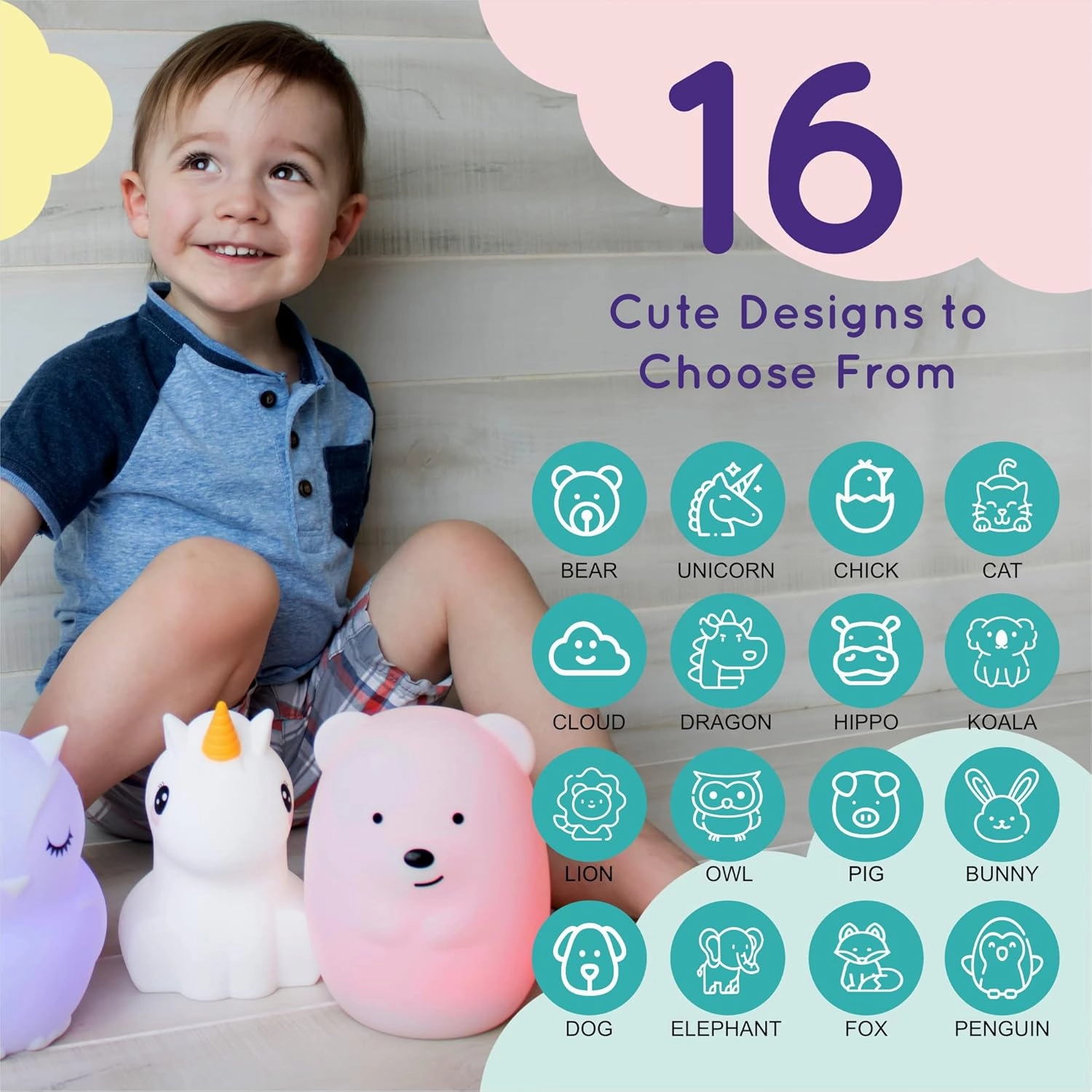 Lumipets Remote Control Silicone Night Light for Kids - Penguin Design with 9 Soft Colors & Sleep Timer - Rechargeable, Battery-Operated Lamp for Bedroom | Baby Nursery, Toddler, Girls, Boys