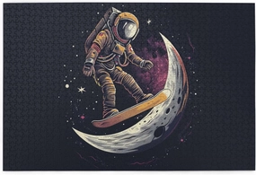 Lunar Skateboarding Astronauts 1000 Pcs Jigsaw Puzzles,Unique Artwork for Adults,Great for Relaxation and Display for Puzzle Enthusiast,Challenging Brain Exercise,Modern Art Wooden Puzzle