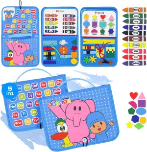 LUPPA Pocoyo Montessori Busy Board - Preschool Learning Fun with Alphabet & Numbers, Ideal Educational Travel Toy for 3-4 Year-Olds (Busy Board)