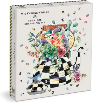 Mackenzie-Childs Blooming Kettle 750 Piece Shaped Puzzle from Galison - Shaped Jigsaw Puzzle, Featuring Original Artwork, Thick and Study Pieces, Challenging and Fun for Adults, Great Gift Idea!