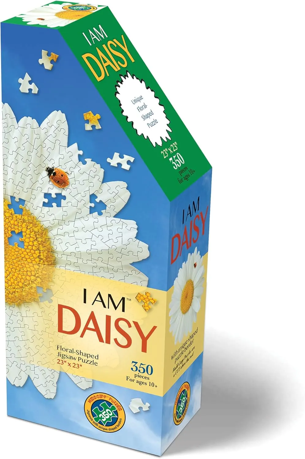 Madd Capp: I AM Daisy - 350 Piece Jigsaw Puzzle - Floral Shaped Puzzle, 23x23 Finished Size, Includes Fun Fact Sheet