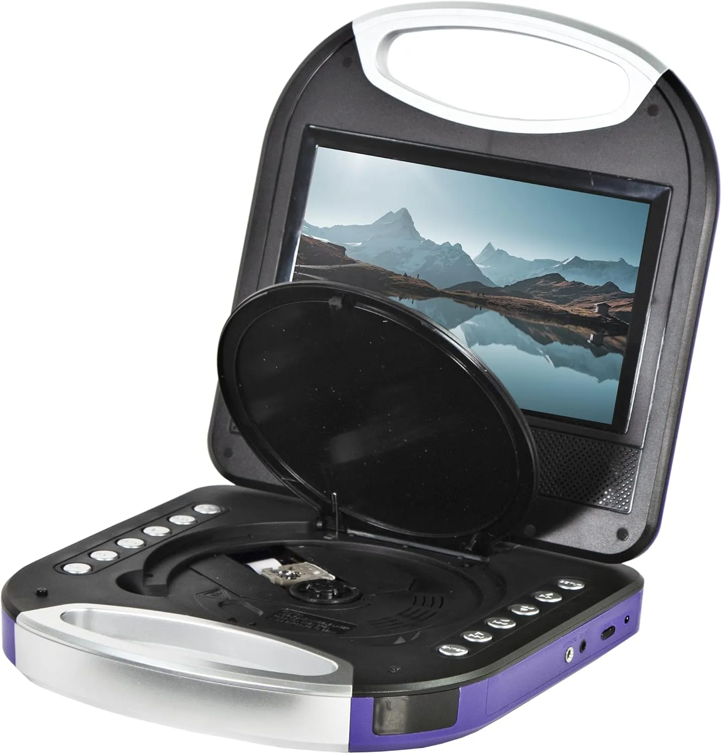 Magnavox MTFT750-PL Portable 7 inch TFT DVD/CD Player with Remote Control and Car Adapter in Purple | Rechargeable Battery | Headphone Jack | Built-In Speakers |