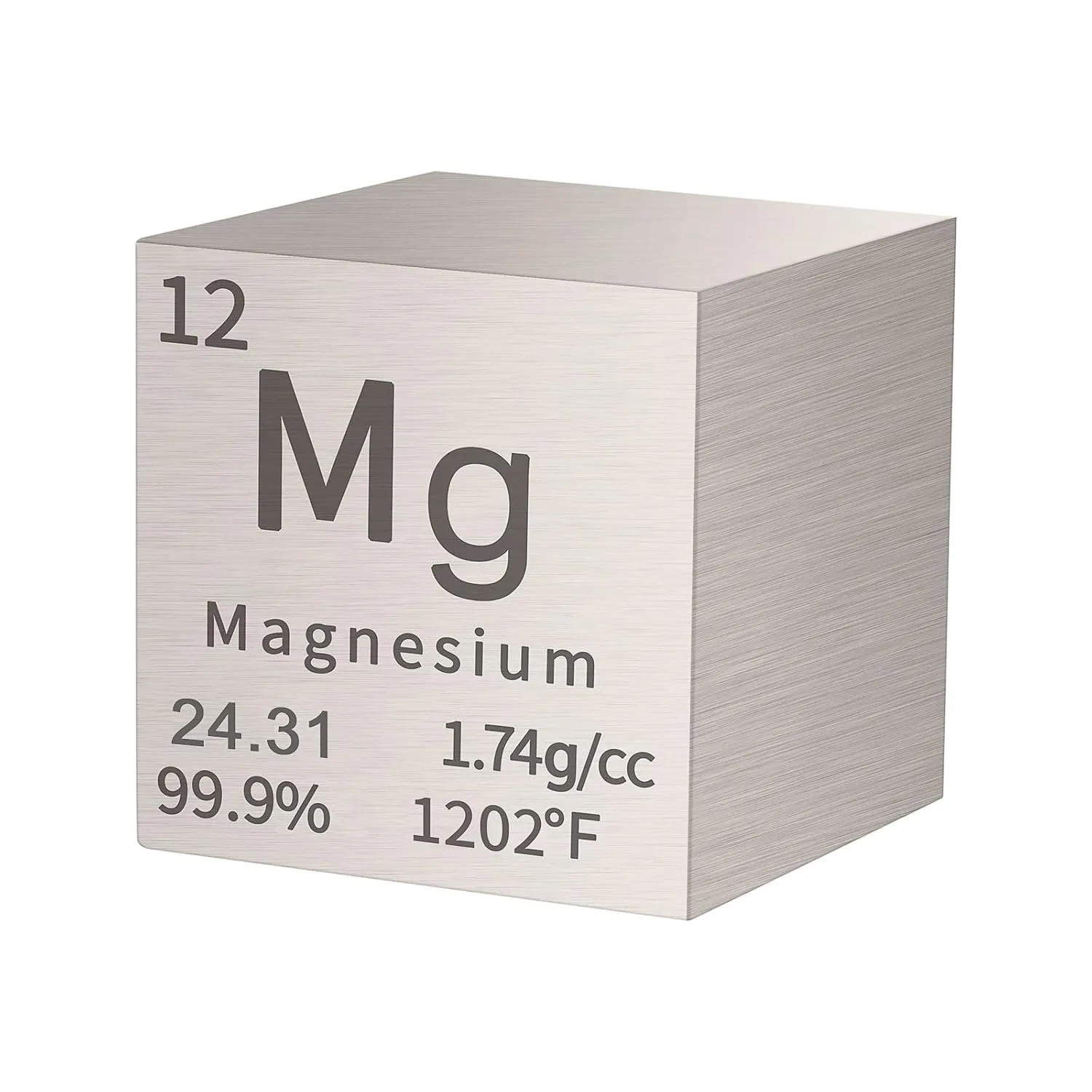 Magnesium Cube Metal Density Cubes Pure Metal High Density Element Cube for Element Collections Lab Experiment Periodic Table Collection DIY Teacher Science Creative Gift（Magnesium，1 Inch）