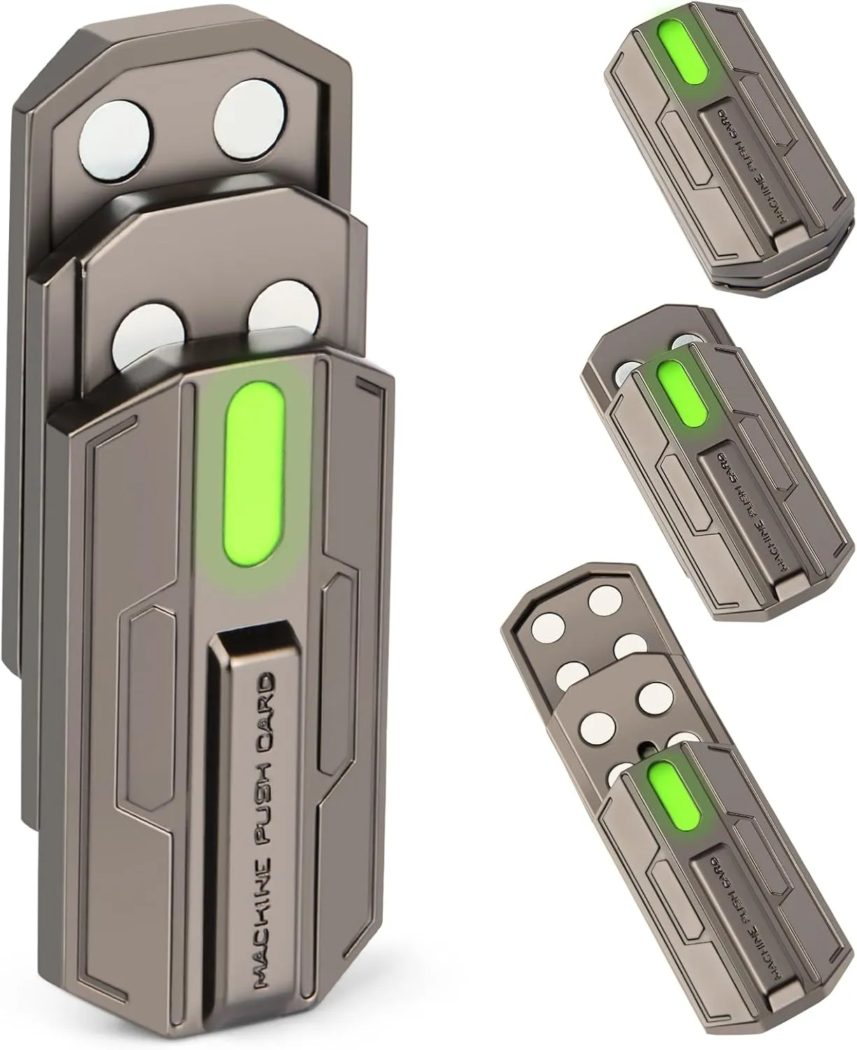 Magnetic Fidget Slider-Triple Glow-in-The-Dark Metal Fidget Toys,Push Card Office Magnetic Sliding Fidget Toy,ADHD Anxiety Stress Relief Toys,Ideal Gifts for Father Man & Friends (Green)