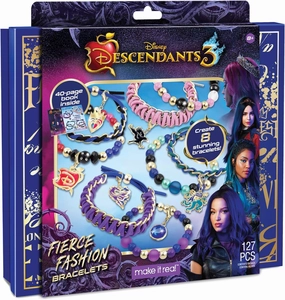 Make It Real Disney Descendants 3 Fierce Fashion Jewelry Kit - DIY Bead & Charm Bracelet Making Set, Includes Supplies, Beads, Charms, Descendants Book - Create 8 Bracelets, for Ages 8