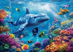 Marine Life Puzzle 1000 Pieces for Adults Ocean Unique Colorful Underwater Scene Fish & Sea Turtle Puzzles Family Challenging Puzzle Beach Scenes Wall Art 50x75 CM