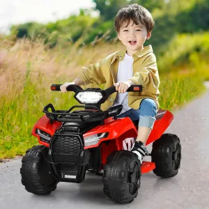 MAT EXPERT Ride On Toys, 6V Battery Powered Electric Car for Kids with Horn & Storage Box, Music, LED Lights, 4 Wheeler Quad Kids ATV for Girls & Boys 18-36 Months (Red)