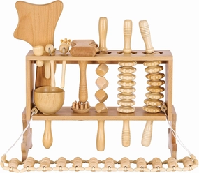 Meifuly 13 in 1 Wood Therapy Massage Tools with Luxury Storage Shelf, Complete Maderotherapia Wooden Massager Kit for Body Shaping, Lymphatic Drainage, Muscle Pain Relief, Anti-Cellulite