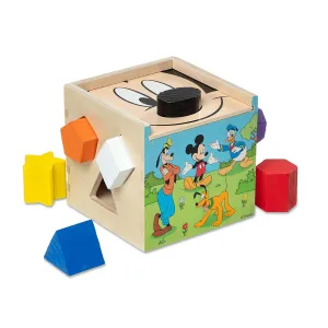 Melissa & Doug Disney Mickey Mouse & Friends Wooden Shape Sorting Cube - Mickey Mouse Toys, Classic Wooden Toys For Babies And Toddlers Ages 2 