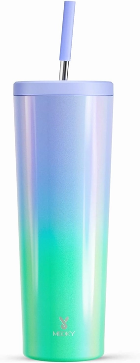 Meoky 30 oz Insulated Tumbler with Lid and Straw, Stainless Steel Vacuum Insulated Tumbler, Keeps Cold for 24 Hours, 100% Leak Proof, Fits in Car Cup Holder (Fairyland)