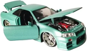 Metal Car Model 1:24 for Nissan Skyline GTR R34 2002 Alloy Sports Car Die-Casting Model Birthday Gift Toy Hobby Display Die Cast Vehicles