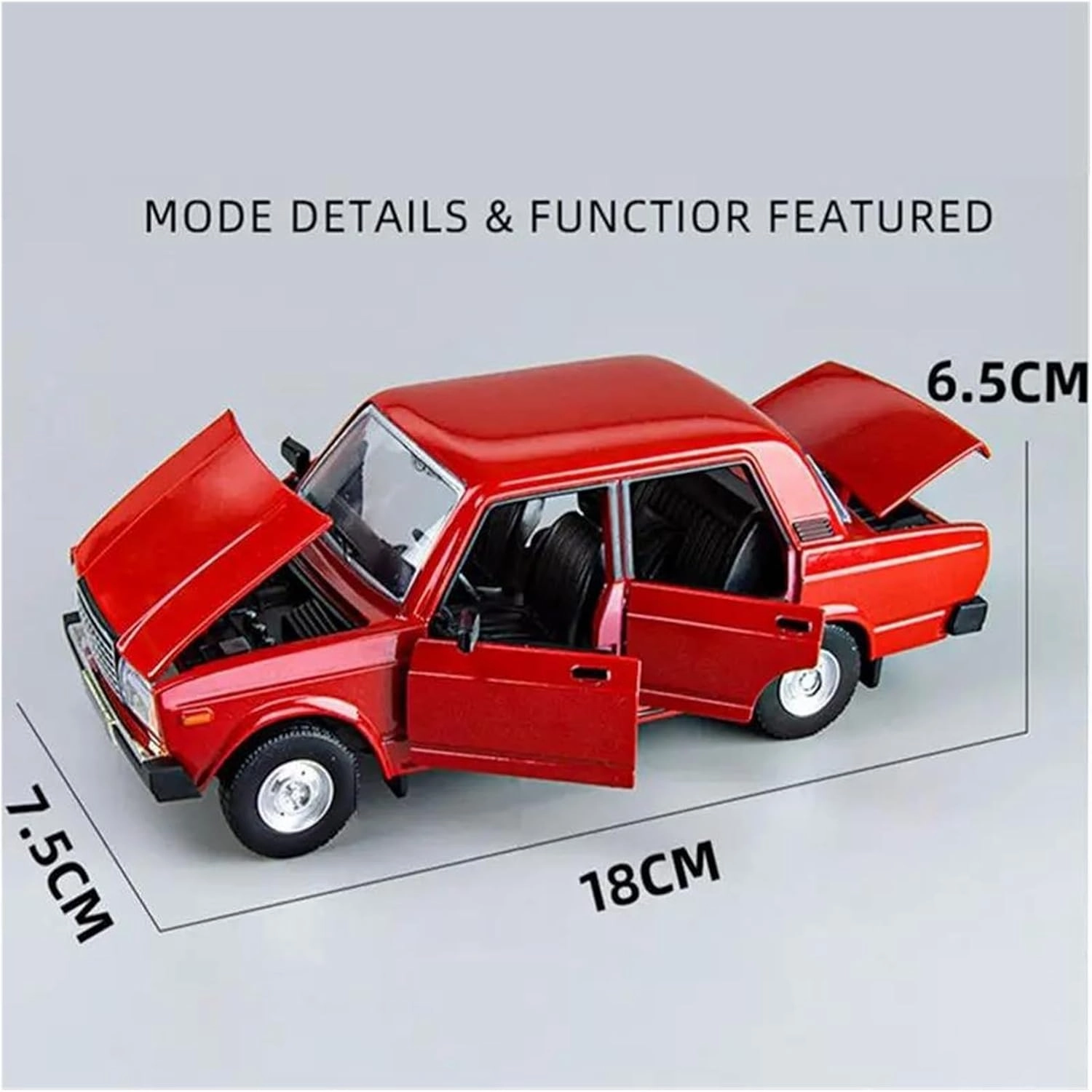 Metal Car Model 1 24 for Lada 2105 Sedan Alloy Classic Car Model Diecast Metal Vehicle Car Model Sound and Light Collection(Red)