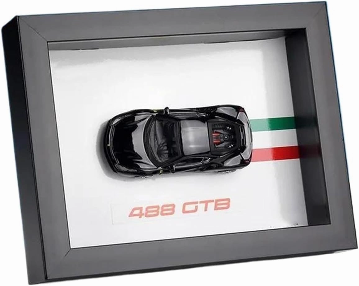 Metal Car Model 1:43 for Ferrari 599 GTO LaFerrari 488 GTB Photo Frame Version Alloy Sports Car Model Collection Decoration Die Cast Vehicles(488 GTB Black)