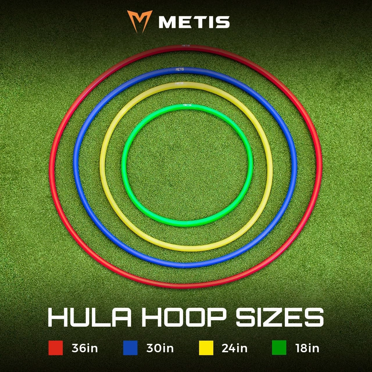 METIS Hula Hoops | Pack of 6 or 12 | Fitness, Exercise, Gymnastics, Kids, Adults, Dog Agility [Available in 4 Sizes]