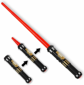 MewduMewdu Light up Saber Toy (Fully Retracted) with Electronic Lights & FX Sound Effect for Kids and Adults, LED Light Expandable Light Sword Toy as Halloween Party, Holiday, Birthday Gift (Red)