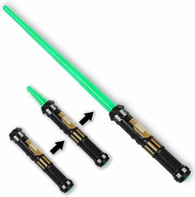 MewduMewdu Saber Toy with Electronic Lights & FX Sound Effect for Kids and Adults, LED Light Expandable Sword Toy as Halloween, Party, Holiday, Birthday Gift (Green)