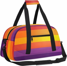 Mexican Style Color Stripes Kids Overnighter Duffel Bags for Boys, Carry-On Size Sports Gym Bag with Front Zipper Pocket for School Practice or Overnight Travel Weekender Sleepover Tote Bag