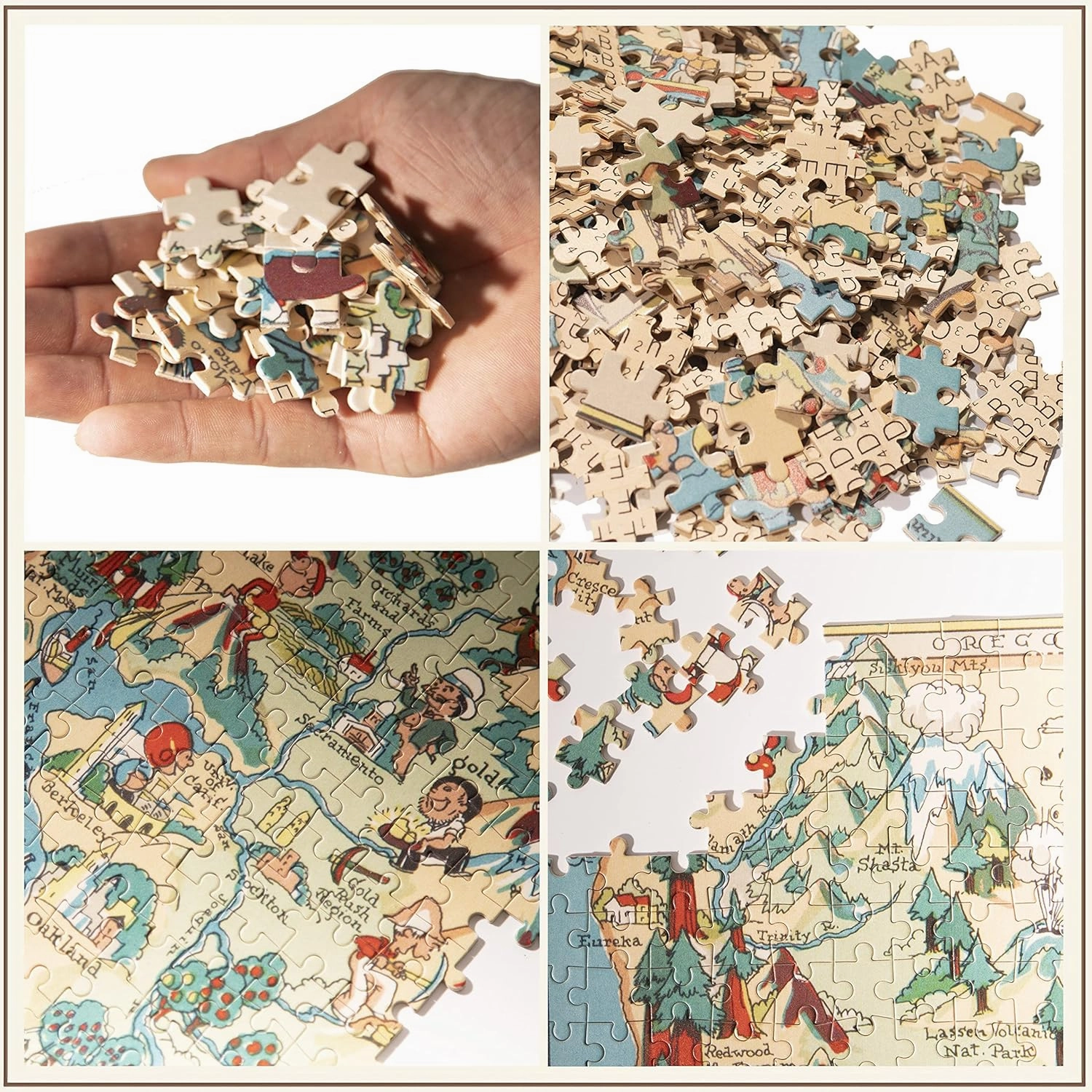 Michigan Wooden Map Jigsaw Puzzle Toys for Adults USA of State Map Decorate Puzzle Games 500 Piece