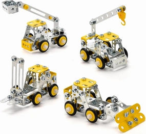 Microworld Engineering Excavator Metal Construction Kit, Stem Toys for Kids Age 5 6 7 8 9 , Building Block Kit Stem Activities Projects Boy Toys Age 4-8 5-7 6-8 8-10 Creative Set Educational Gift