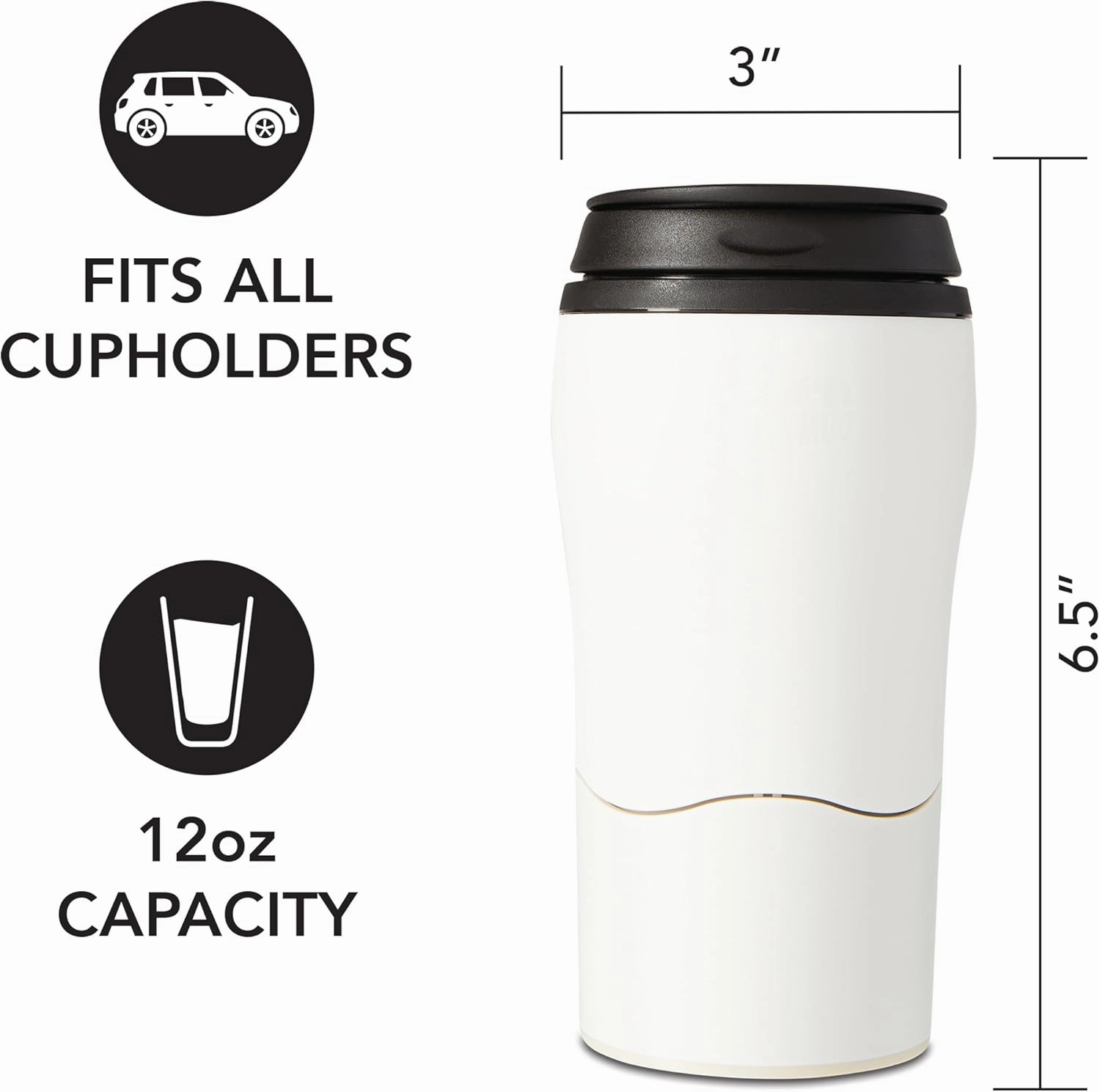 Mighty Mug Plastic Travel Mug, No Spill Double Wall Tumbler, Cold/Hot, Cup-Holder Friendly, Dishwasher Safe, (Cream, 12oz)