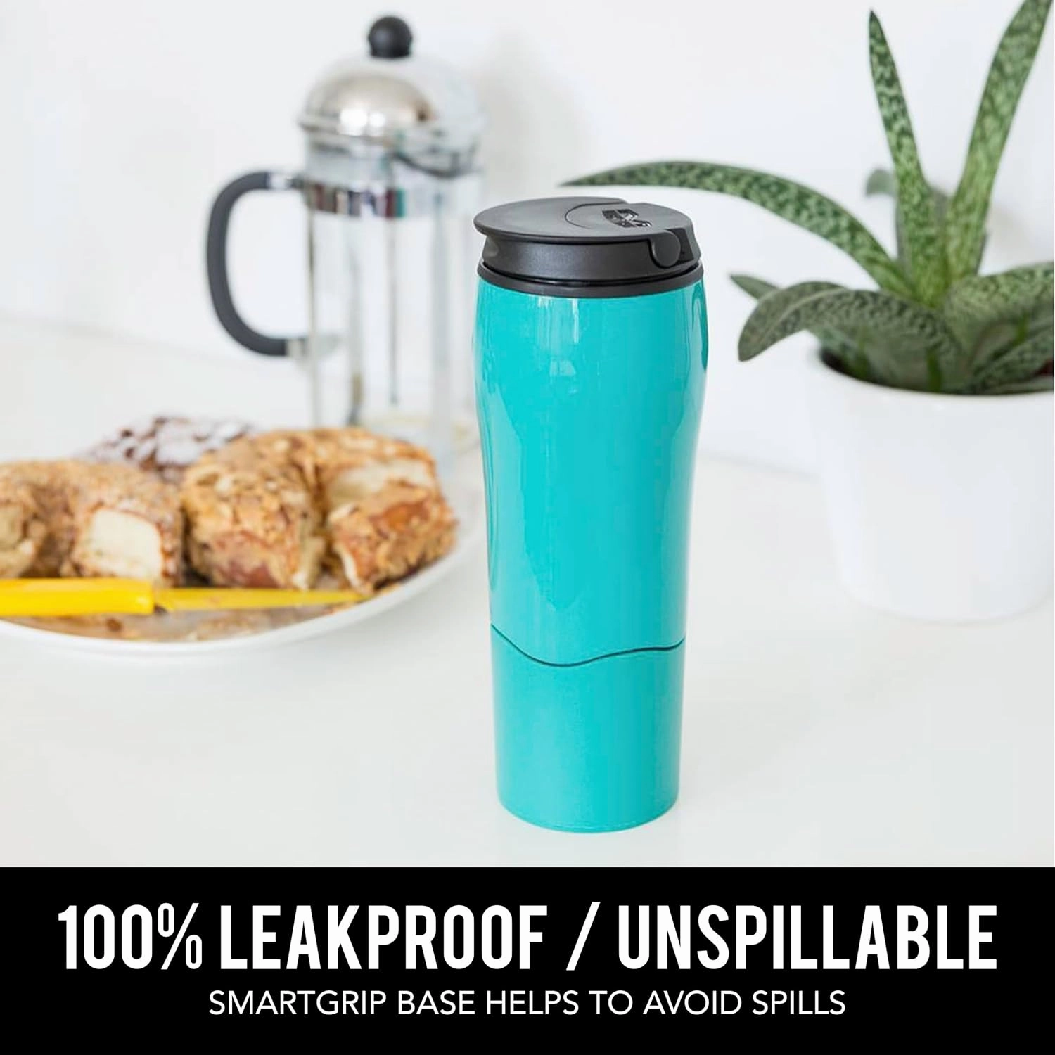 Mighty Mug Plastic Travel Mug, No Spill Double Wall Tumbler, Cold/Hot, Cup-Holder Friendly, Dishwasher Safe, (Teal, 12oz)