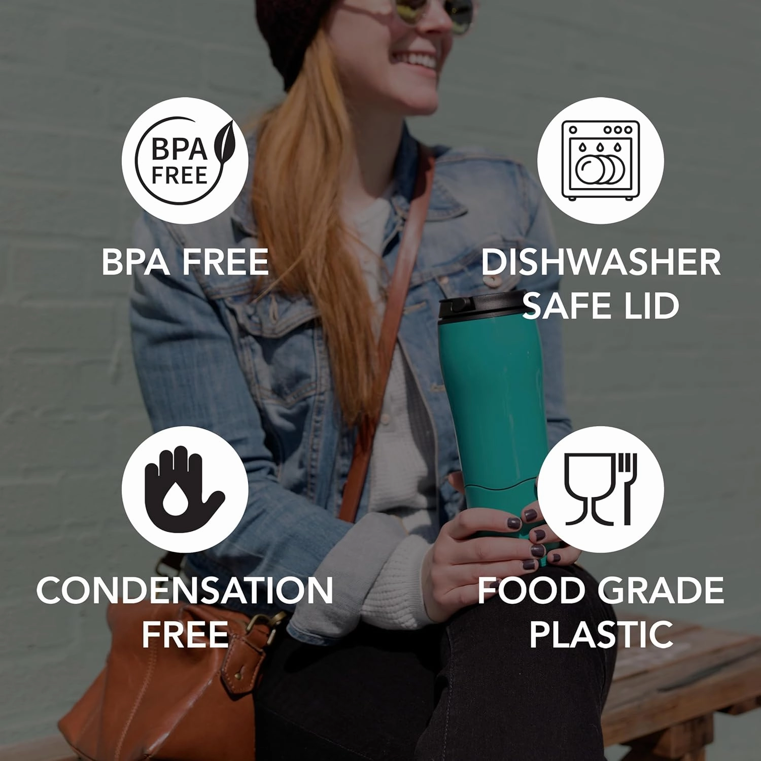 Mighty Mug Plastic Travel Mug, No Spill Double Wall Tumbler, Cold/Hot, Cup-Holder Friendly, Dishwasher Safe, (Teal, 12oz)