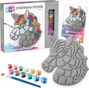 MindWare Paint Your Own Stepping Stone Unicorn - Kit Includes Weather Proof Stone, Paint and Brushes