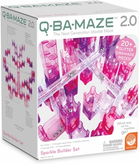 MindWare Q-BA-Maze: Sparkle Builder Set – Glitter & Pink Free-Form Marble-Run Mazes for Boys & Girls – Exciting Building Toys That Kids, Teens & Adults can Enjoy Together