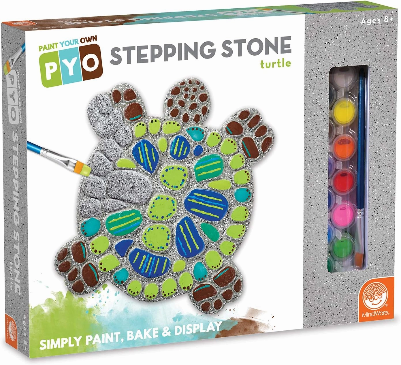 MindWare Turtle Stepping Stone Kit: Paint Your Own Stepping Stones for Kids Craft Kit Includes Paint, Brushes and Instructions
