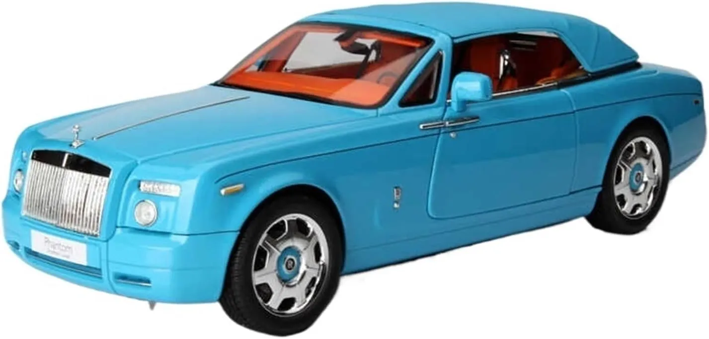 Mini Cars Replica 1/18 for Rolls-Royce Phantom Convertible Blue 2-Door Alloy Car Model Home Decor Toy Race Car Birthday Party Decorations