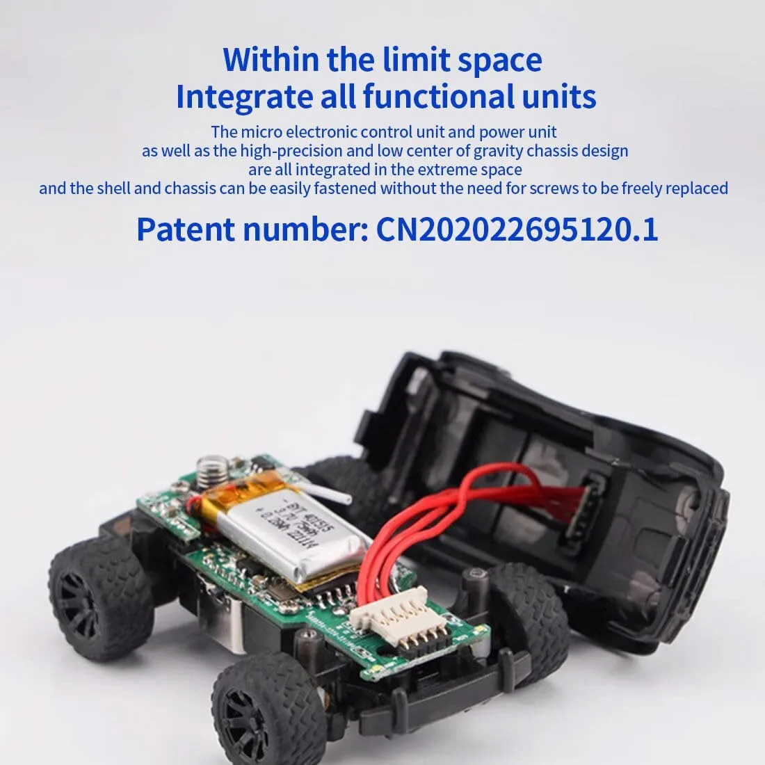 Mini Electric RWD RC Police Truck for Adults, 1:76 Scale 2.4GHz 3CH Turbo Racing Monster RC Truck with LED Lights Off-Road All-Terrain Model for Hobbyist- RTR