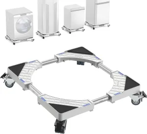 Mini Fridge Stand with 4 Locking Twin Wheels Washing Machine Stand Base Adjustable Furniture Universal Stand Base for Furniture Portable Refrigerator Dryer Stand,Laundry Pedestal 40-60cm(White, 661LB)