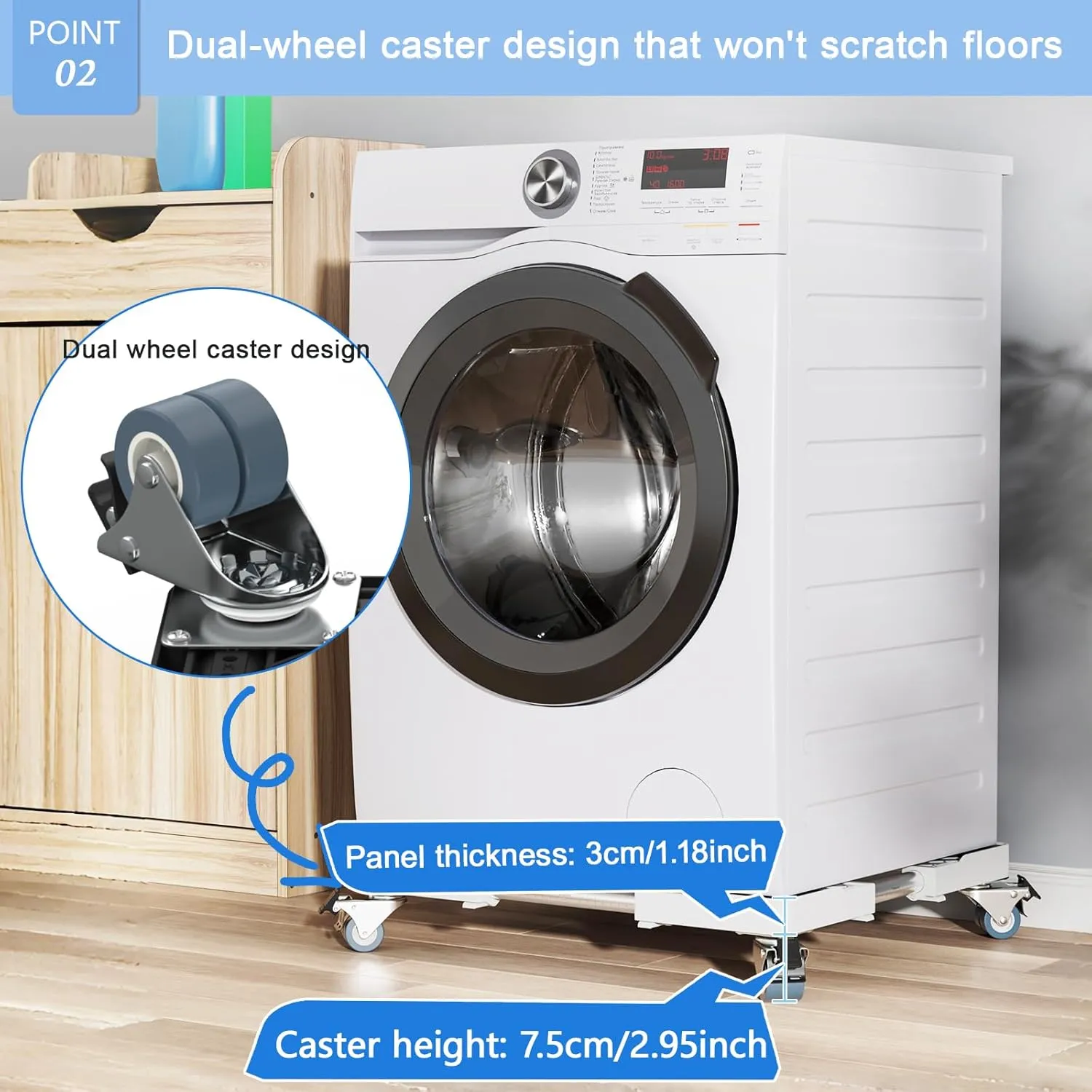 Mini Fridge Stand with 4 Locking Twin Wheels Washing Machine Stand Base Adjustable Furniture Universal Stand Base for Furniture Portable Refrigerator Dryer Stand,Laundry Pedestal 40-60cm(White, 661LB)