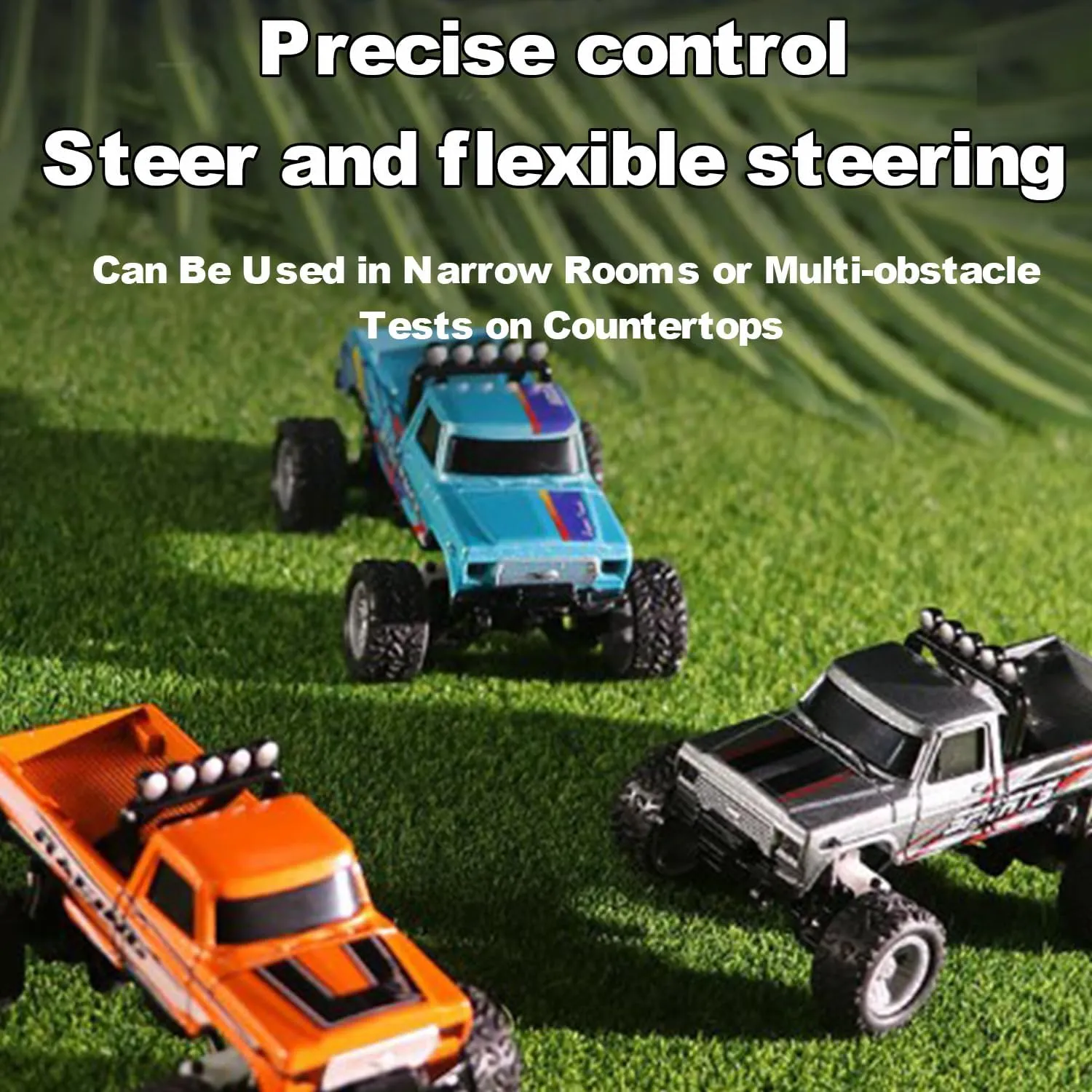 Mini RC Monster Truck With Trailer, 1:64 Scale Remote Control Car With Lights, 2.4Ghz Control, Alloy Semi-Truck, Speed/Steering Adjustable (Green)