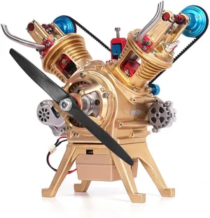 Mini V2 Engine Model That Runs,DM14 All-metal Car Mini Manual Assembly Engine Model Physics Science Engine Toy Set for Teens and Adults, 21.5*13.5*21cm, 20D09XJID04HRR7