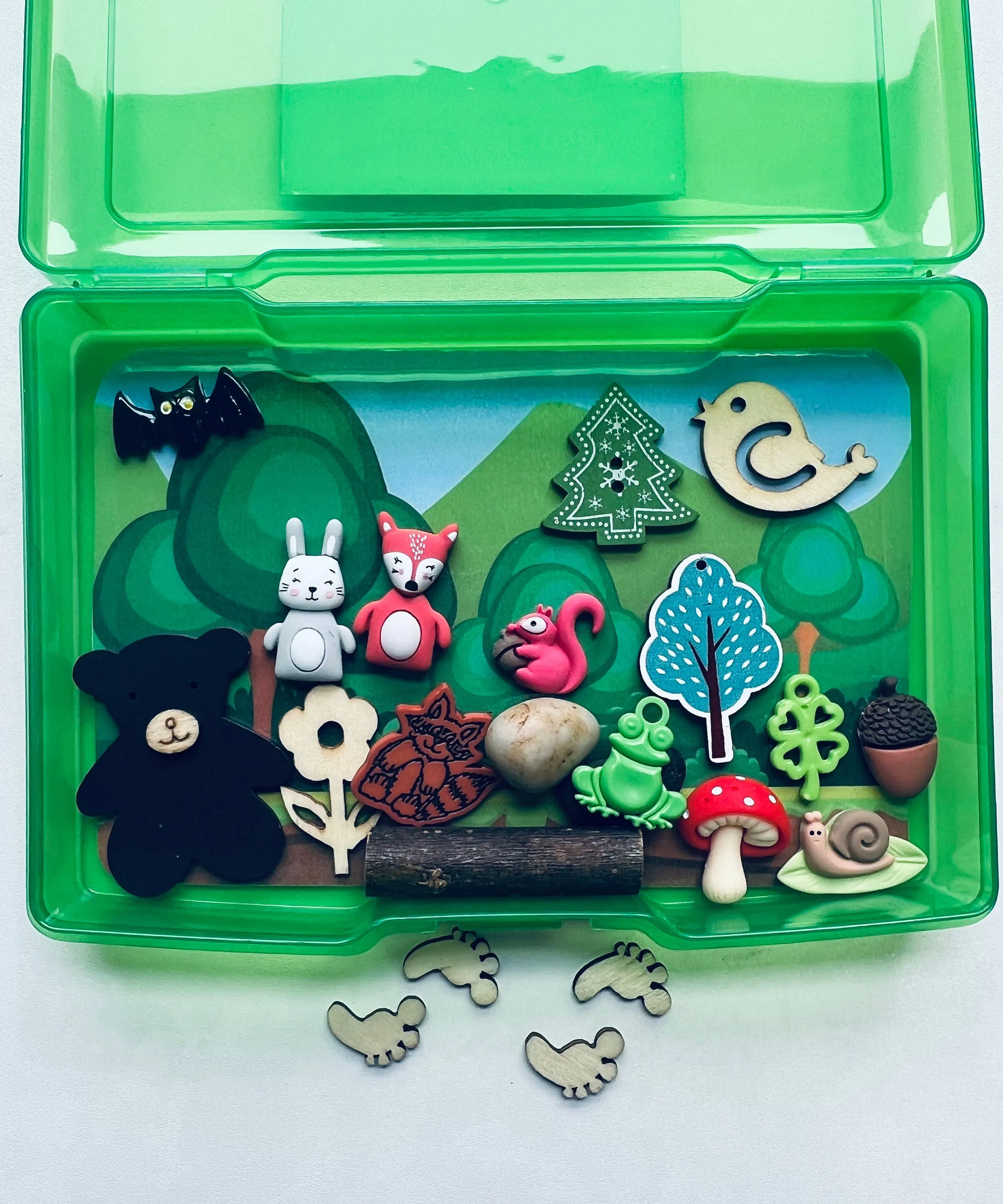 Miniature FOREST Trinkets Set Mini Objects Speech Therapy Language Task Box Woodland Theme Miniatures