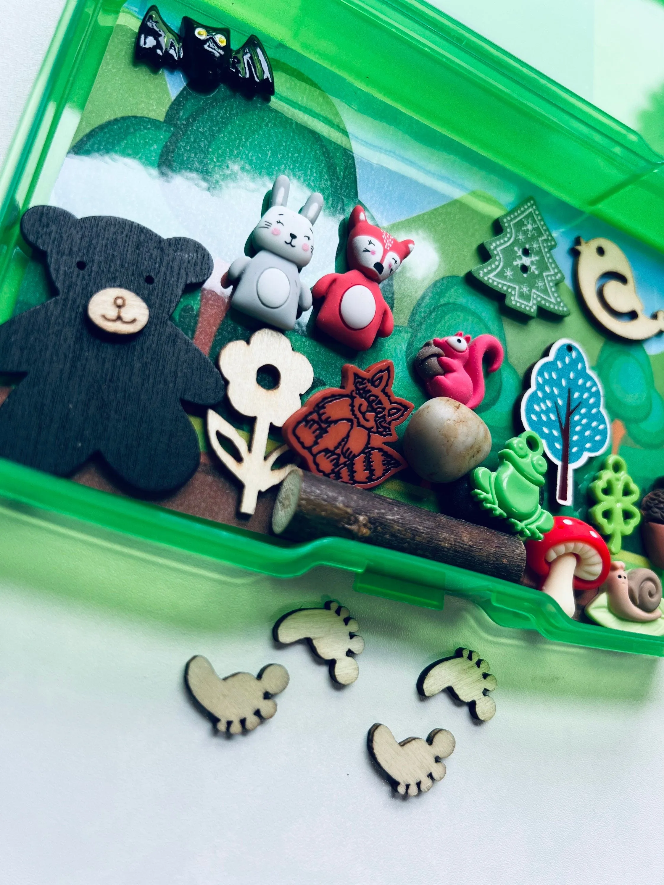Miniature FOREST Trinkets Set Mini Objects Speech Therapy Language Task Box Woodland Theme Miniatures