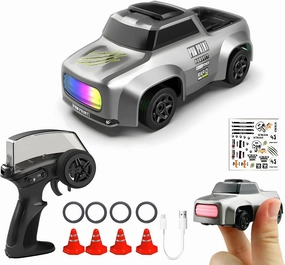 MiniRC Drift Car 1:64 2.4GHz Full Proportional Remote Control Car 4WD High Speed Race Car with Lights Racing Tires RC Model Cars Gift for Adults Kids Boys Girls