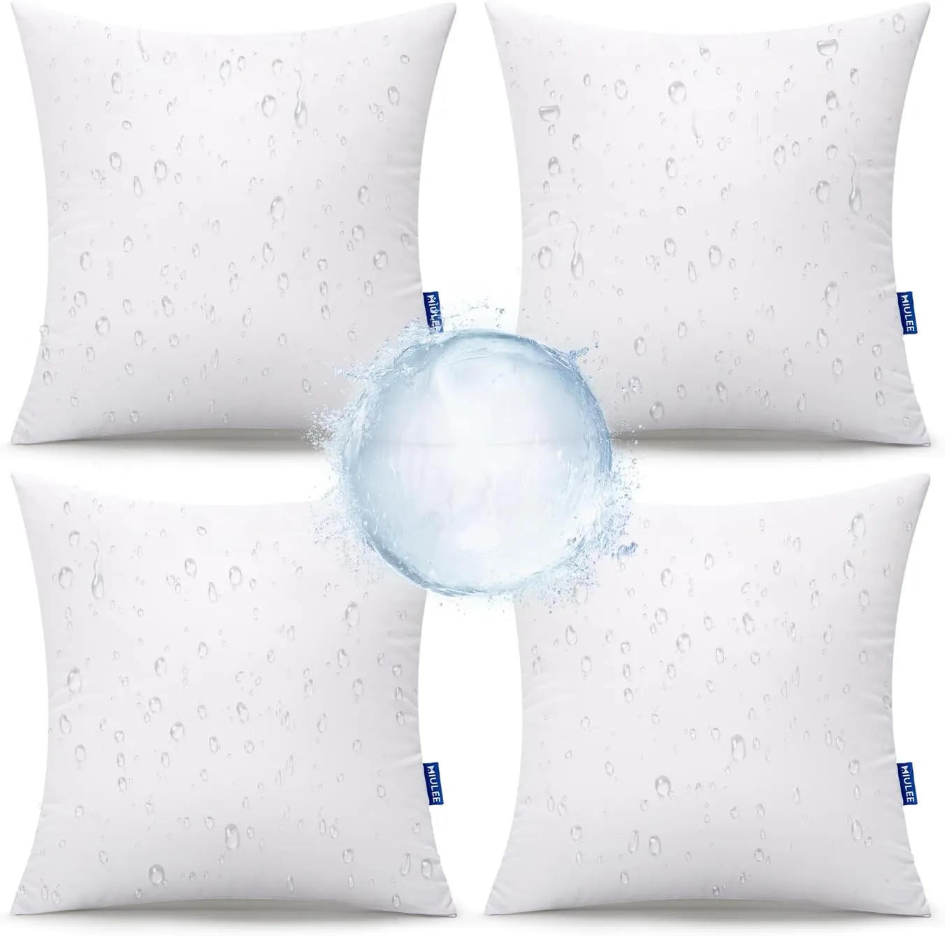 MIULEE 18x18 Outdoor Pillows,Set of 4 Throw Pillows Waterproof,Soft Support Throw Inserts Decorative Water Resistant for Patio Furniture and Garden