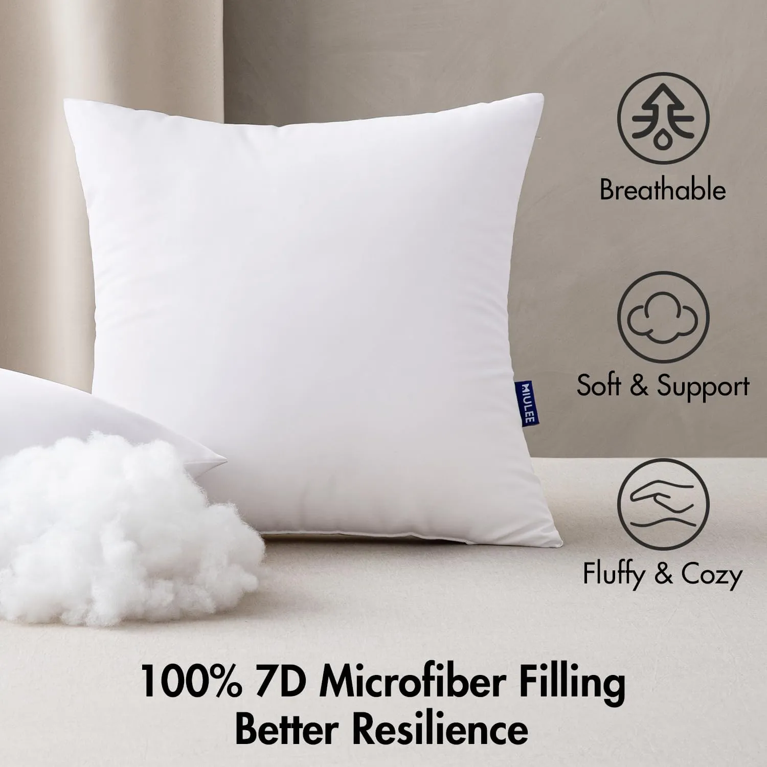 MIULEE 18x18 Outdoor Pillows,Set of 4 Throw Pillows Waterproof,Soft Support Throw Inserts Decorative Water Resistant for Patio Furniture and Garden