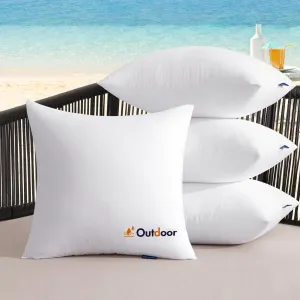 MIULEE Outdoor Pillows Set of 4 18x18 Waterproof Throw Pillow Inserts, Decorative Water Resistant Hypoallergenic Pillow Cushion for Patio and Garden