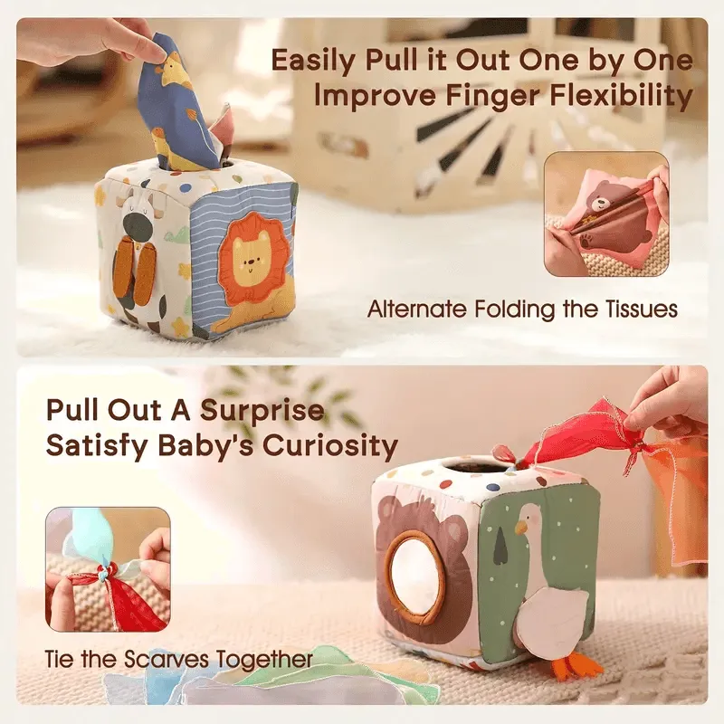 Montessori Tissue Box Toy – Sensory & Educational Play for Babies