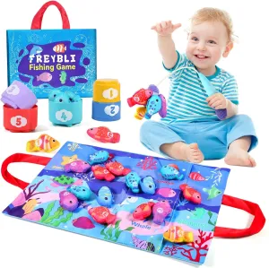 Montessori Toys for 1 Year Old - Cloth Fishing Game for Toddlers 1-3, Fishing Toys for Toddlers 1-3, Educational Learning Sorting Baby Toy for Ages 1-2, One Year Old Boy Girl Birthday Gifts