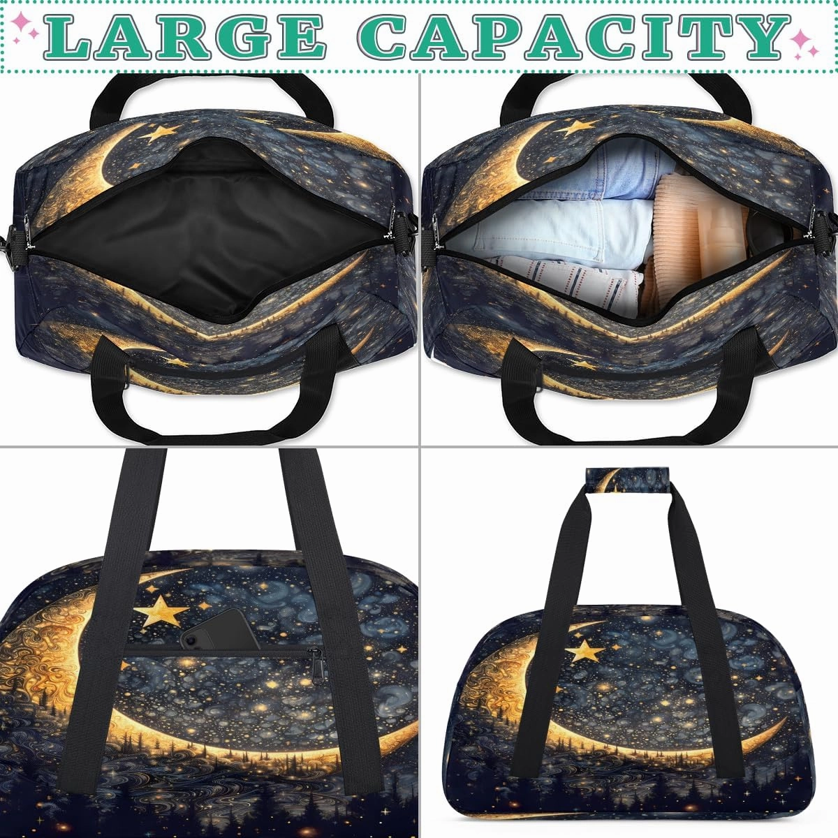 Moon Forest Kids Overnighter Duffel Bags for Boys, Carry-On Size Sports Gym Bag with Front Zipper Pocket for School Practice or Overnight Travel Weekender Sleepover Tote Bag