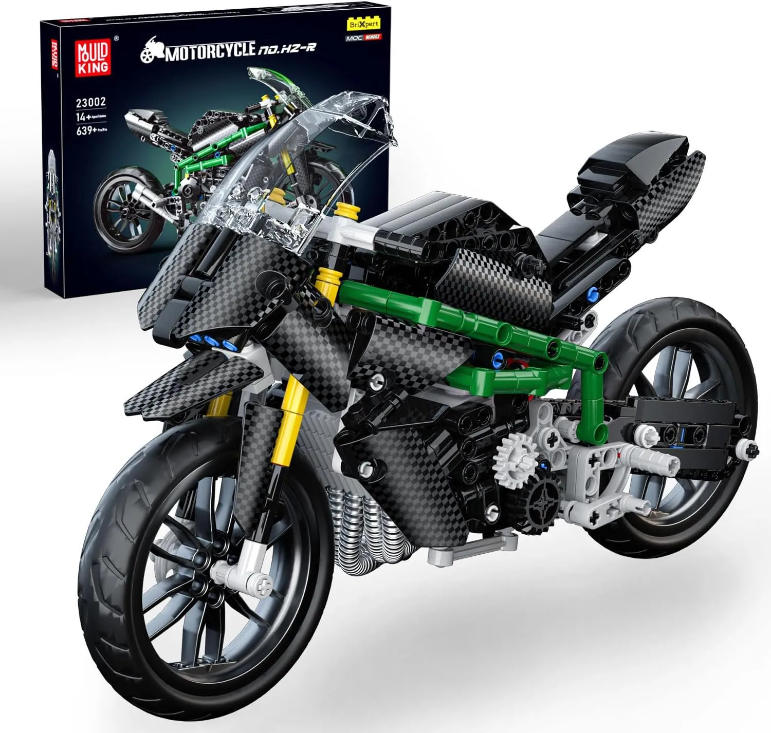 Mould King Motorcycle Kit Building Sets, 23002 Bike Model Kit Building Kit, Moto Building Toys for Creative Play and Display, Model Motorcycle Kits for Adults and Kids 14  (639PCS)