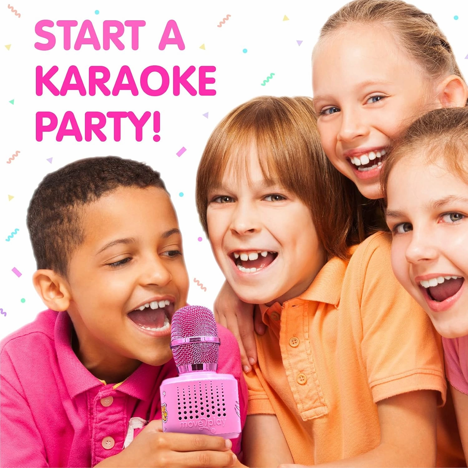Move2Play, Kids Karaoke Microphone | Includes Bluetooth & Pre-Loaded Songs | Birthday Girls Present for All Ages, 2, 3, 4, 5  Year Old Girls, Boys & Toddlers (All Pink)