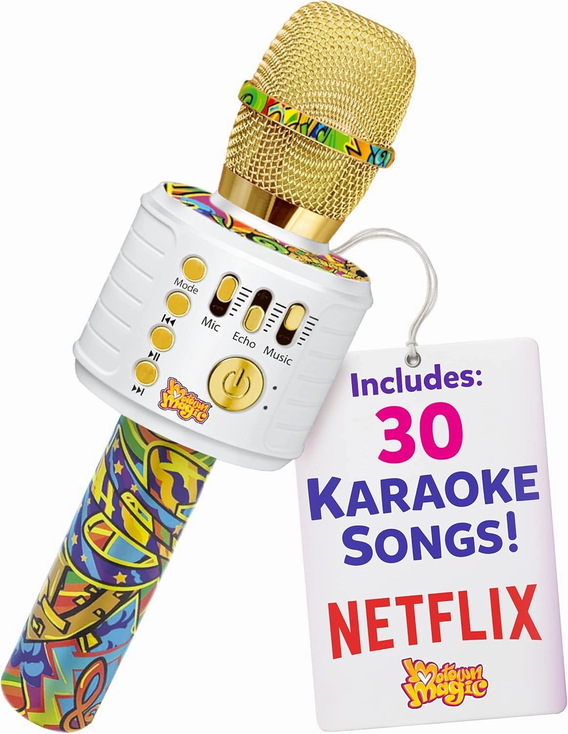 Move2Play, Kids Karaoke Microphone | Includes Bluetooth & Pre-Loaded Songs | Birthday Girls Present for All Ages, 2, 3, 4, 5  Year Old Girls, Boys & Toddlers (Graffiti)
