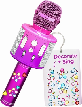 Move2Play, Kids Karaoke Microphone | Includes Stickers & Bluetooth | Kids Birthday Gift | Toy for All Ages 2, 3, 4, 5, 6  Year Old Girls, Boys & Toddlers (Pink/Purple)