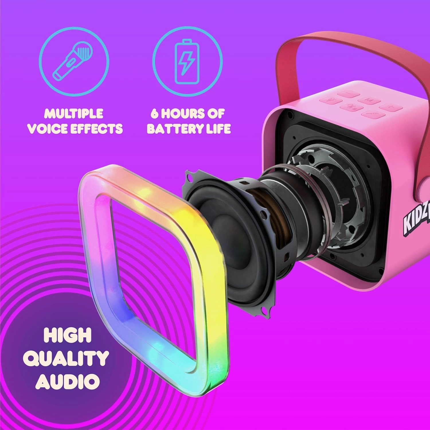 Move2Play, Mini Karaoke Machine for Kids | Official Kidz Bop | 2 Microphones | Connect with Bluetooth | 2, 3, 4, 5  Year Old Gift & Birthday Present | Girls, Boys, & Toddler