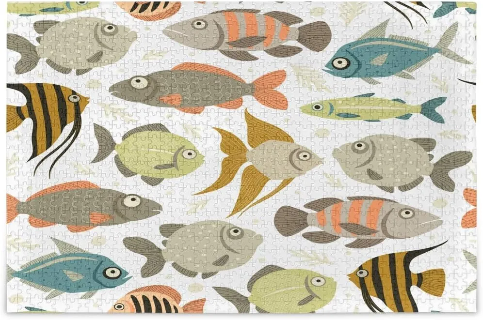 MOYYO 1000 Piece Jigsaw Puzzle for Adults Kids, Decorative Fish Puzzle Wooden Jigsaw Puzzle Family Game Intellective Toys Wall Art Work for Educational Gift Home Decor